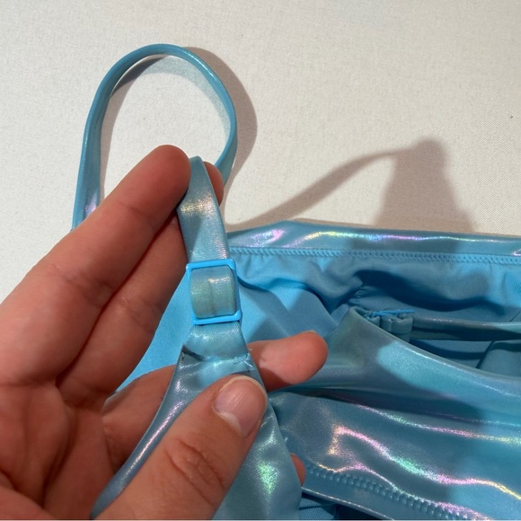 Aerie Blue Prism Holographic Bikini Swim Suit Sz XL Mermaid Beach Vacation - Picture 3 of 5